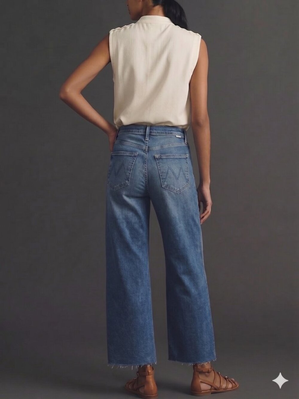 MOTHER The Maven Ankle Fray Jeans in Bitchn – Size 25 – High-Rise Wide Leg Blue - Picture 2 of 8